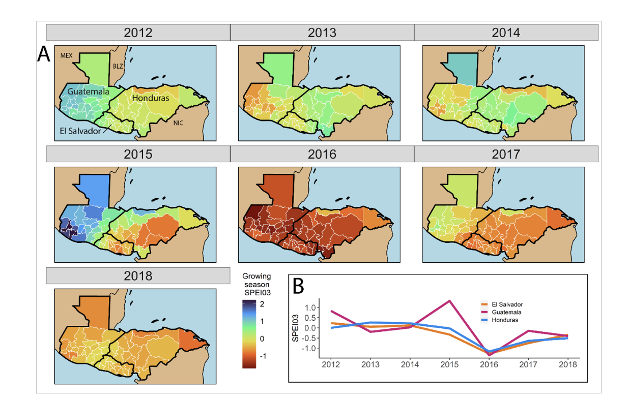 Figure 3 from the article shows the distribution of abnormal dryness by year over time throughout the region. 