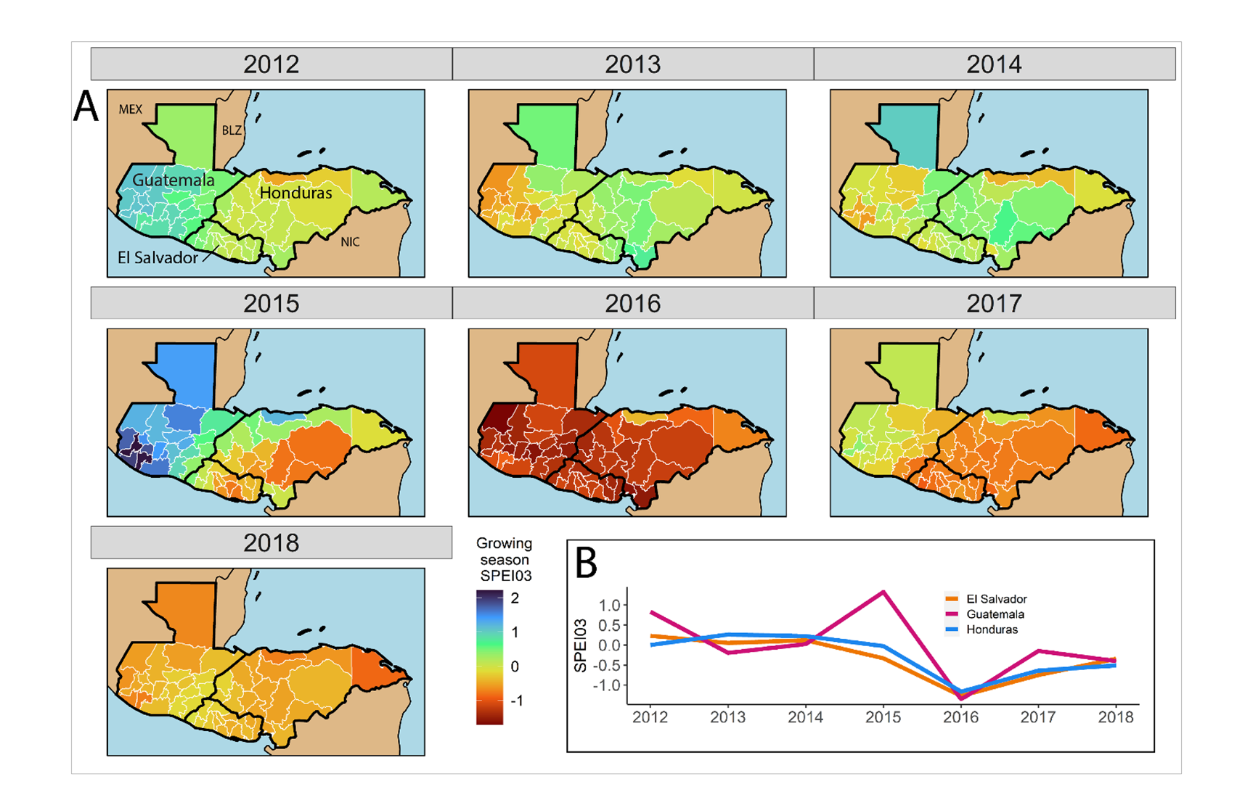 Figure 3 from the article shows the distribution of abnormal dryness by year over time throughout the region. 