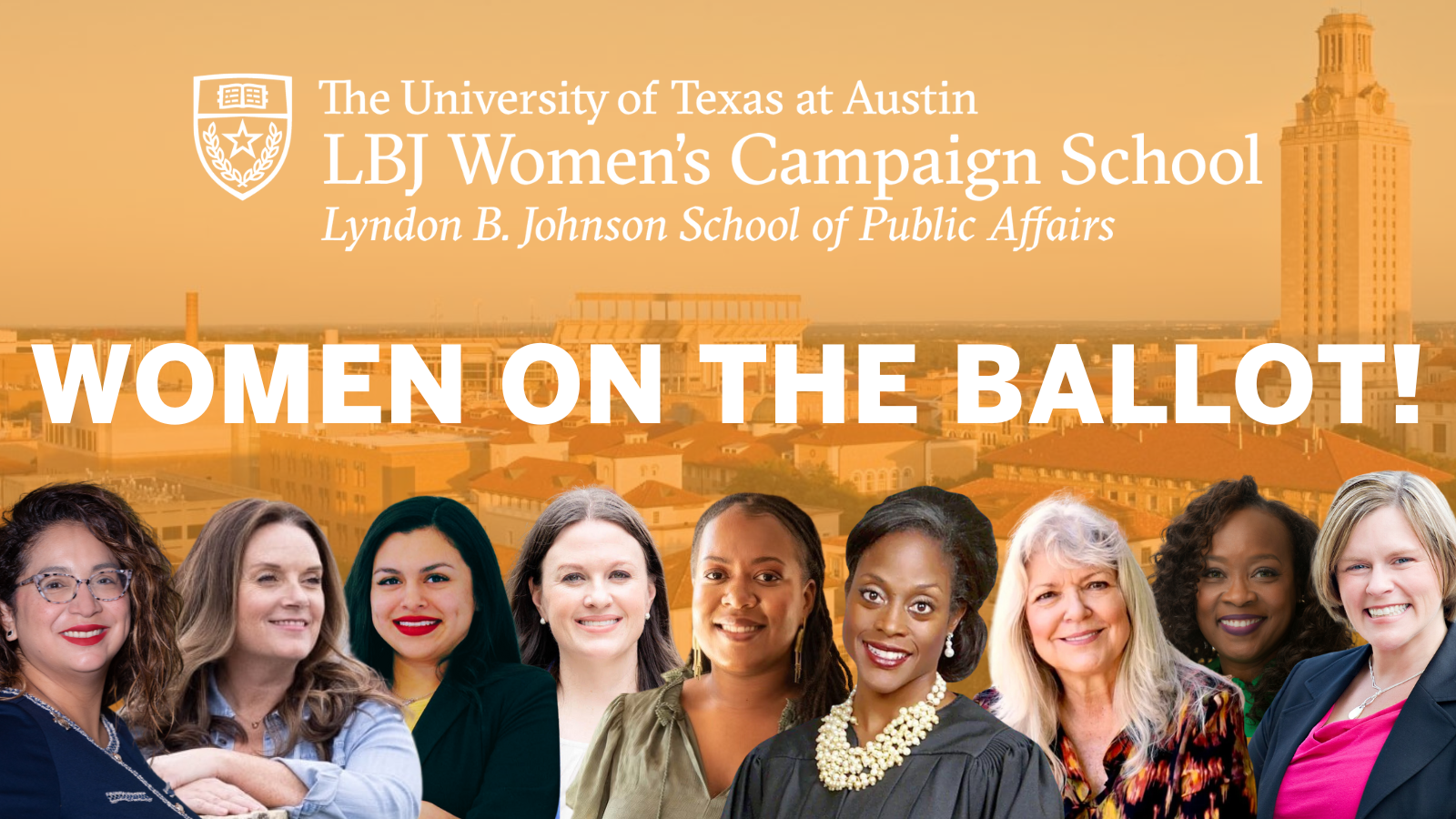 Women on the ballot graphic featuring the LBJ alumni on the ballot for 2024.