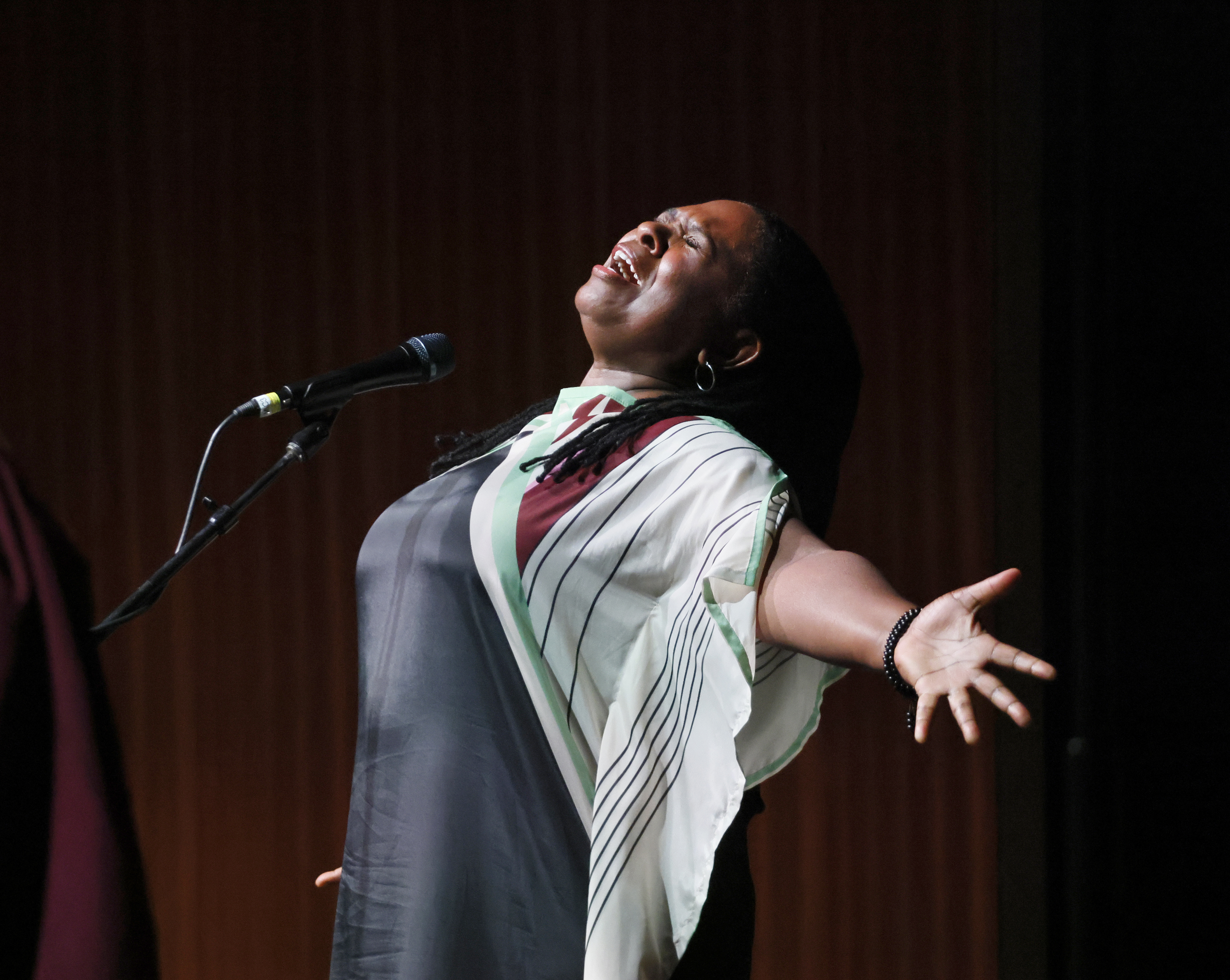 A musical artist singing as part of the Civil Rights Act anniversary programming.