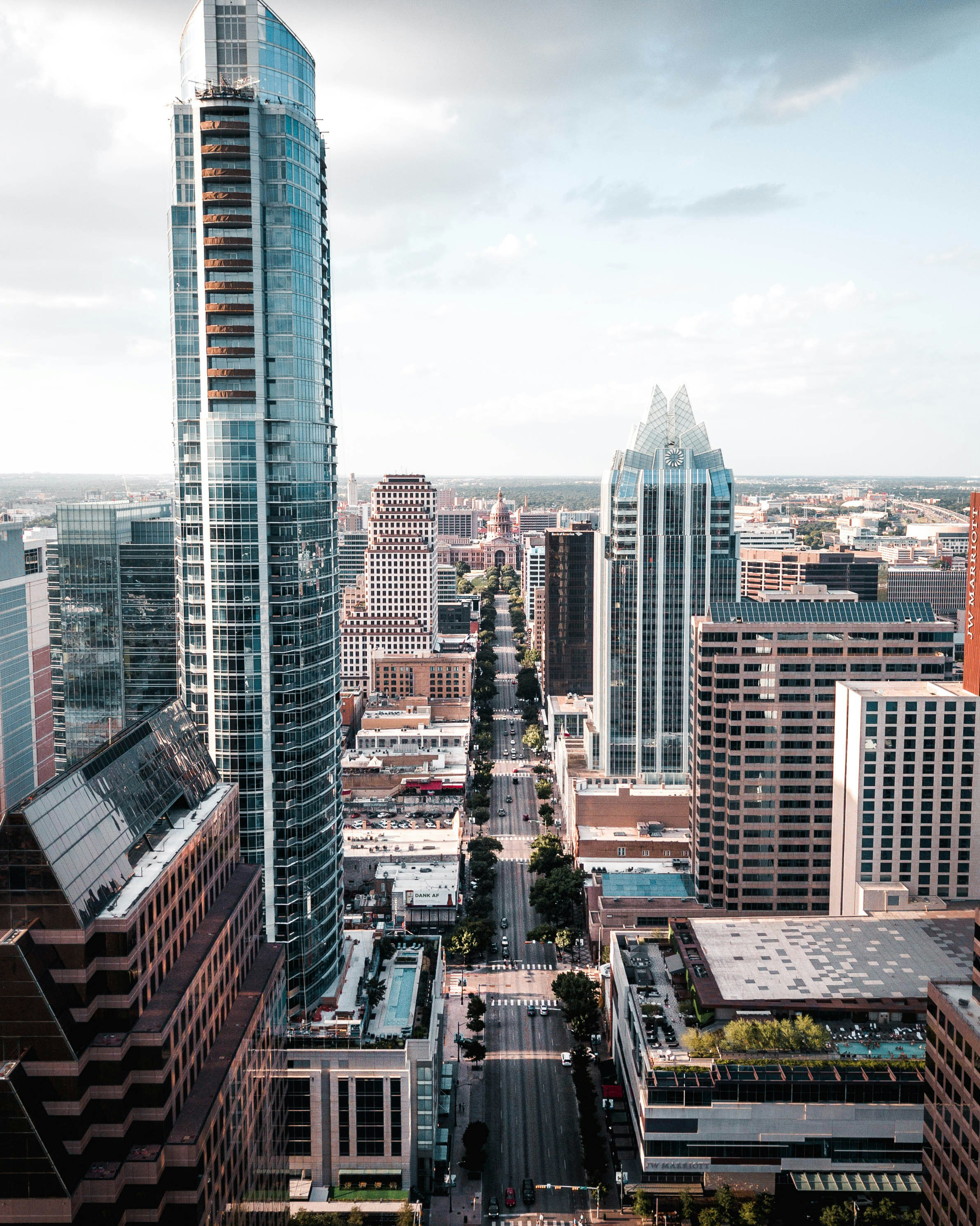 downtown Austin viewing the capitol from a distance