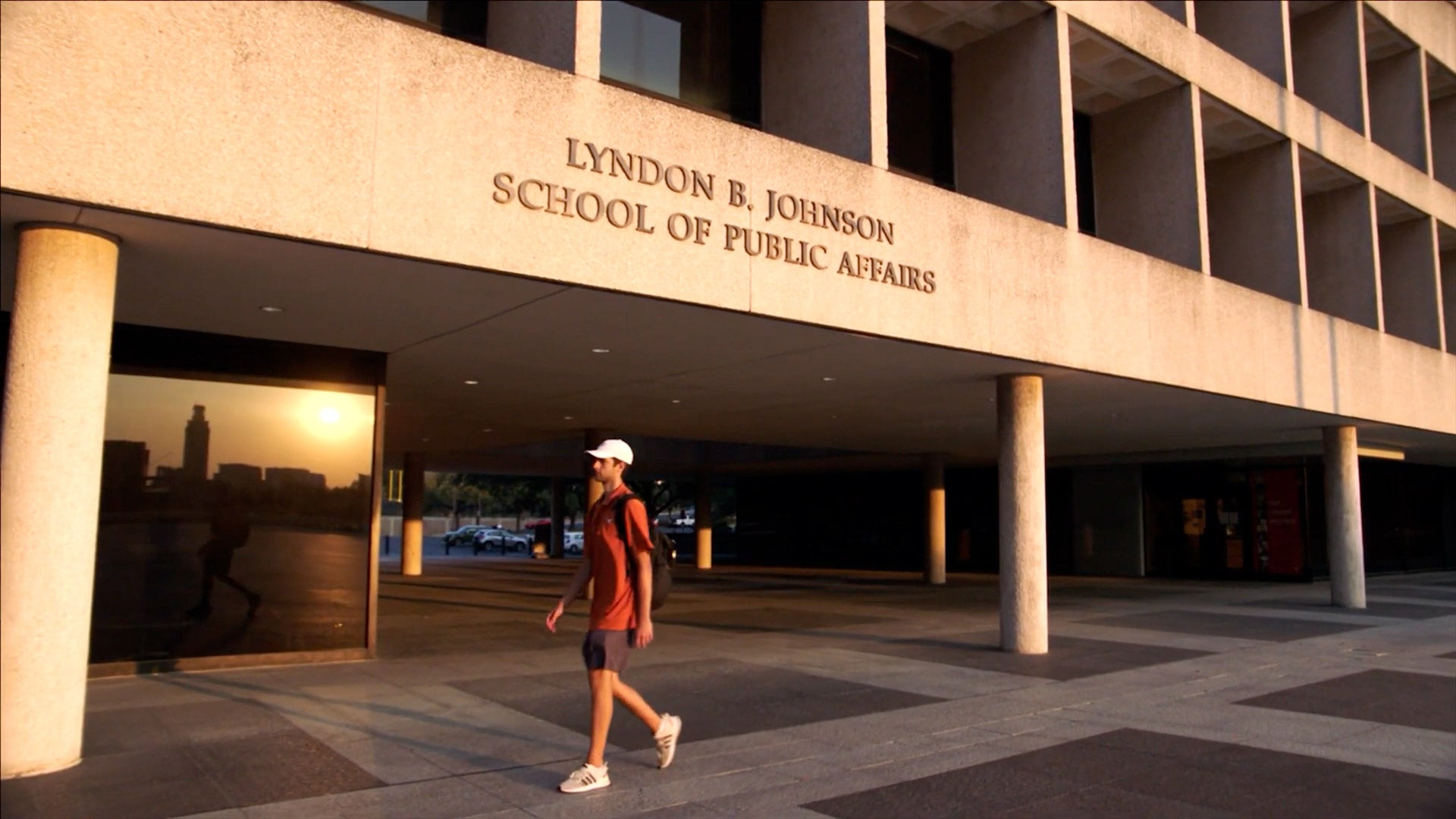 Student in front of the LBJ School