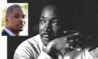 Dr. Brandon Terry photo inset with photo of Dr. Martin Luther King Jr