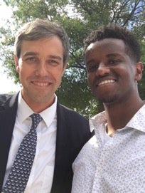 Crook Fellow Samer Yousif with U.S. Rep. Beto O'Rourke