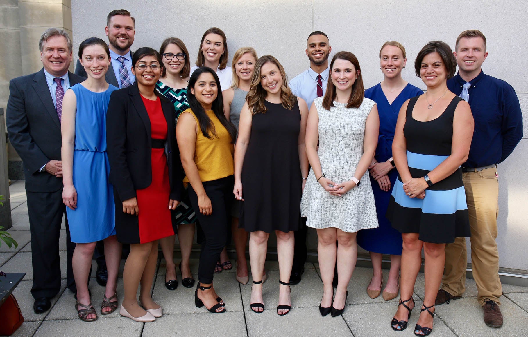 The LBJ School's 2019 DC Fellows with LBJ Washington Center director Tom O'Donnell and Deputy Director Robin Presta Boone at the DC Alumni Reception June 6, 2019