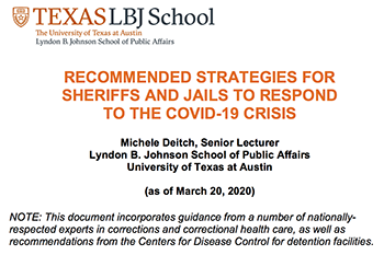 Cover image from Michele Deitch's white paper: "Recommended strategies for sheriffs and jail officials in responding to the COVID-19 crisis"
