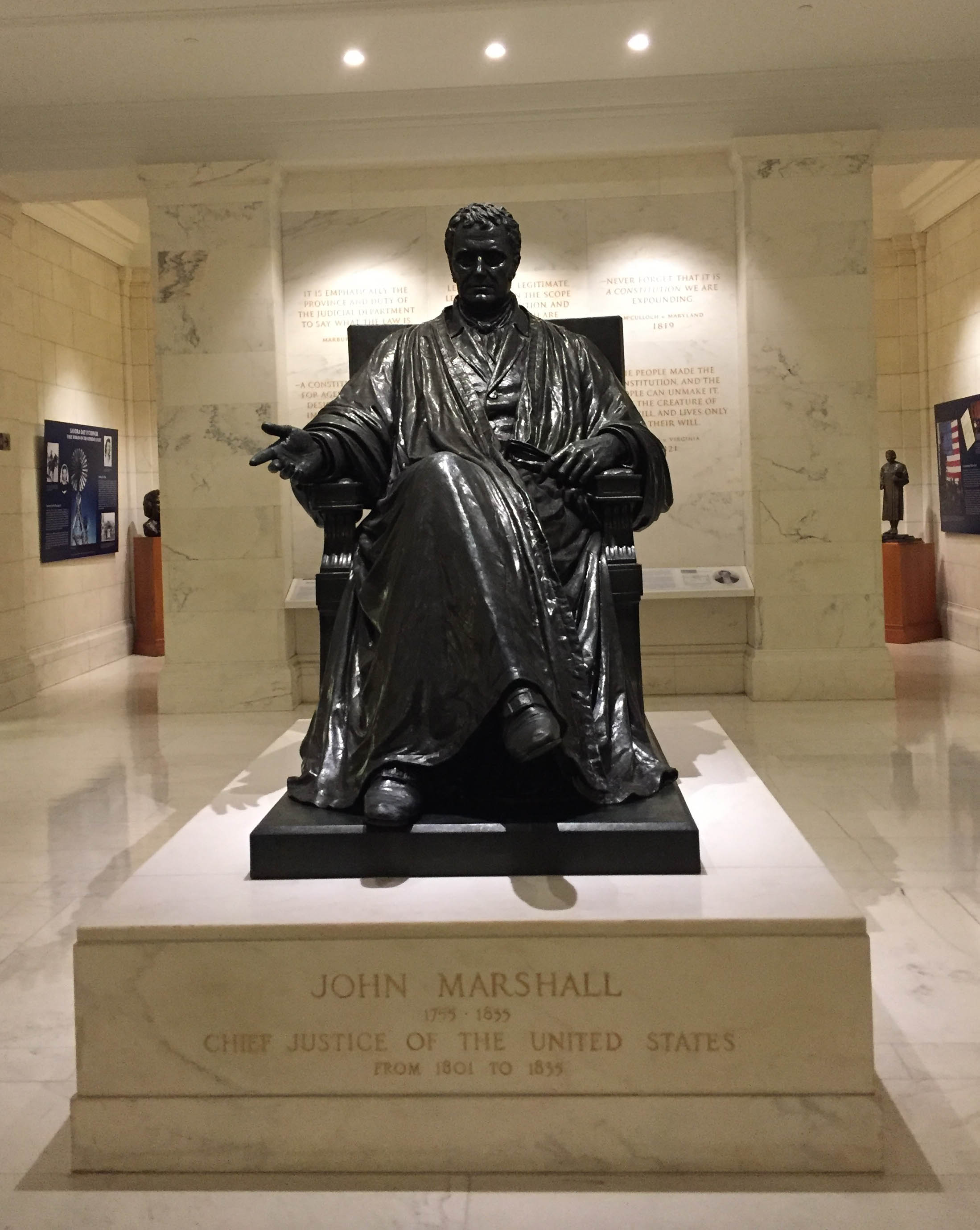 A statue of Chief Justice John Marshall at the U.S. Supreme Court. (Photo courtesy of Michele Deitch)