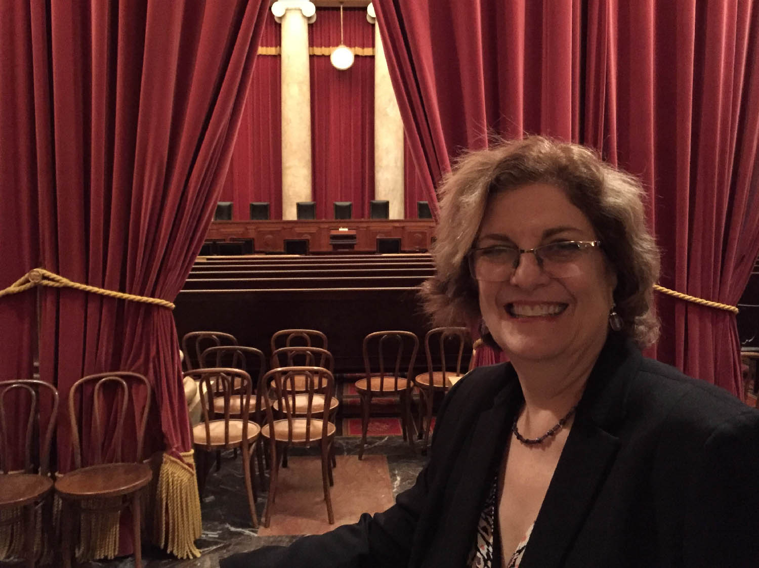 LBJ Senior Lecturer Michele Deitch in the courtroom at the U.S. Supreme Court on the day of her admittance to the Supreme Court Bar Association