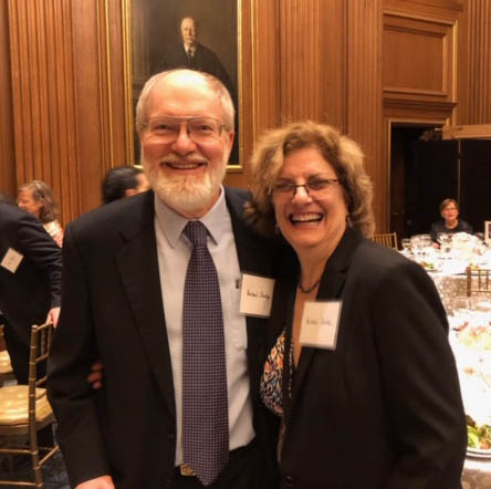 LBJ Senior Lecturer Michele Deitch and her husband, Michael Sturley of the UT School of Law, in a conference room at the U.S. Supreme Court. Deitch and Sturley, who clerked for Justice Lewis F. Powell, attended a reunion of Powell's law clerks during this trip to Washington, DC. (Photo courtesy of Michele Deitch)