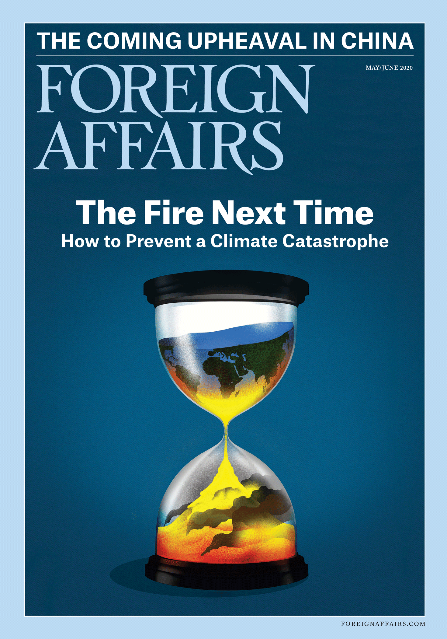 May/June 2020 Foreign Affairs cover: An hourglass with the earth falling through it