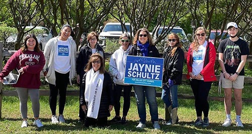 LBJ Women's Campaign School alumna Jaynie Schultz and her campaign team