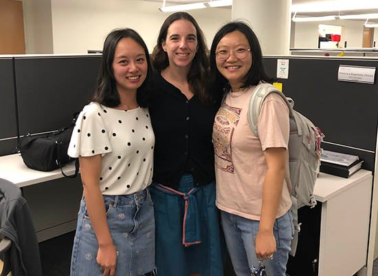 Jiameng Zheng (Ph.D. '21) and some of her colleagues in LBJ's Ph.D. program