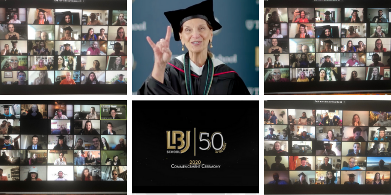 Scenes from the socially distanced LBJ School 2020 commencement