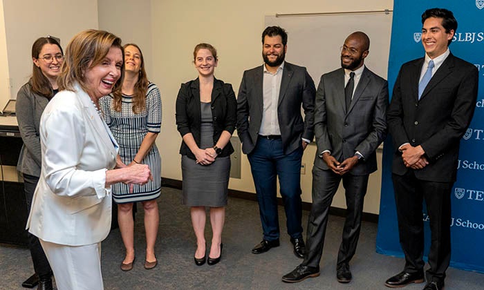 House Speaker Nancy Pelosi visits with LBJ students March 22, 2022