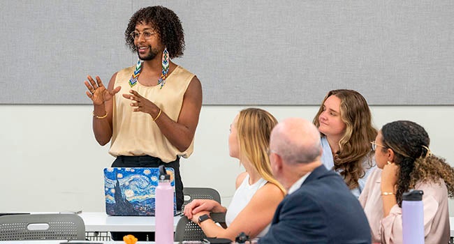 MPAff student Jean Sano Santana asks a question to the panel