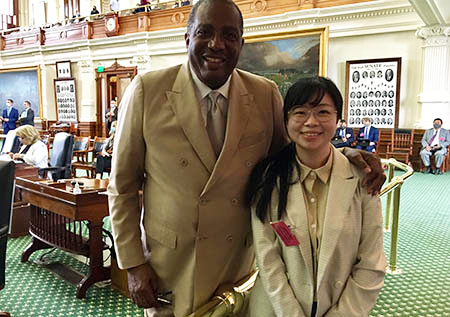 Shu-Ching Tseng with State Sen. Royce West (D-23) at the Texas Capitol