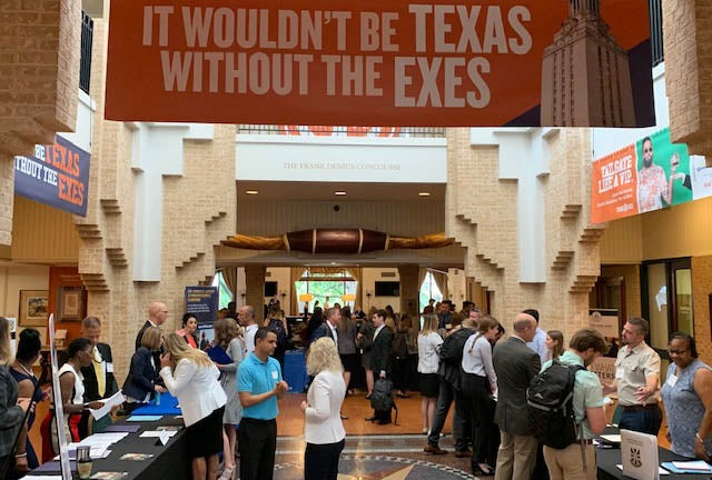 LBJ students attend a Texas Exes job fair event