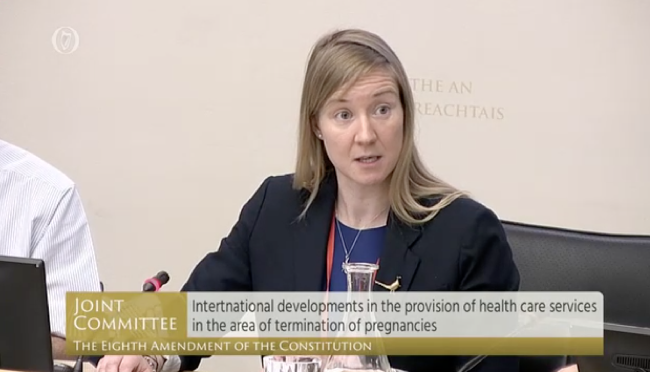 LBJ Professor Abigail Aiken testifies before a joint committee in Ireland about the impact of the country's Eighth Amendment to the constitution, outlawing abortion.