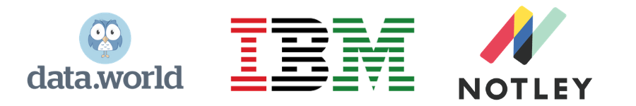 Sponsor Logos: Data.world, IBM, Notley