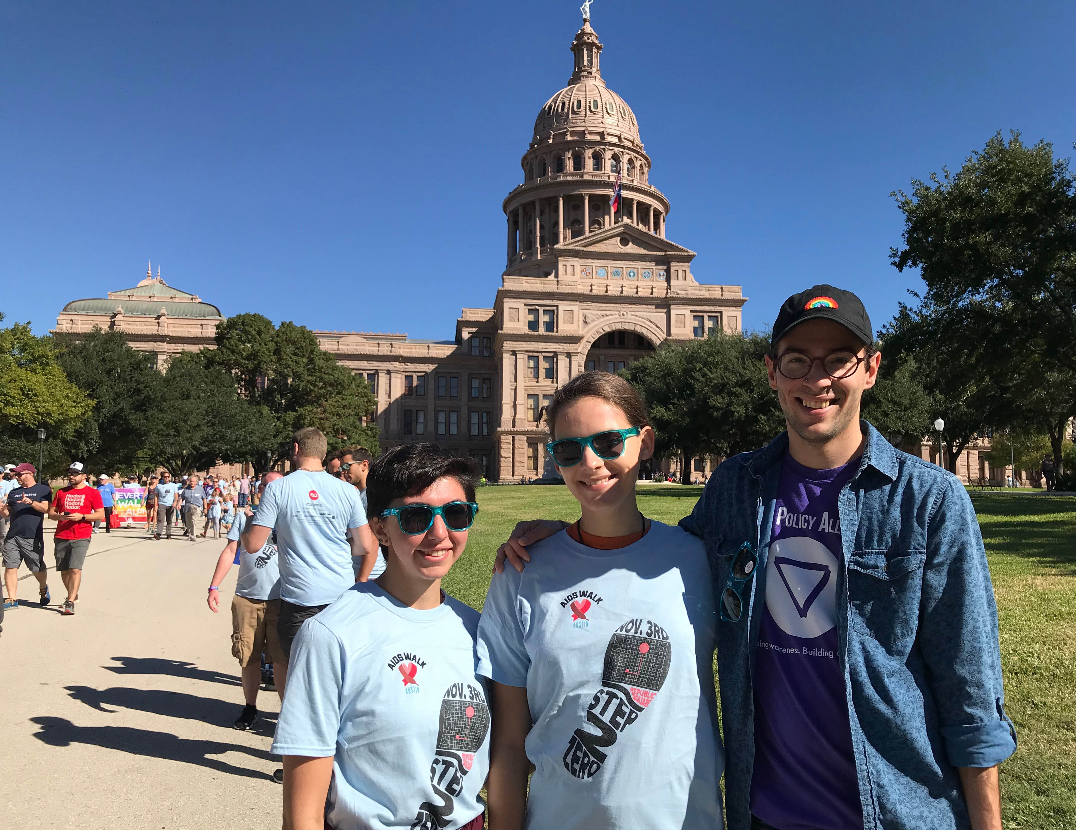 LBJ student Wayne Holstine (MPAff '19) and some of his friends at the AIDS Walk in Austin