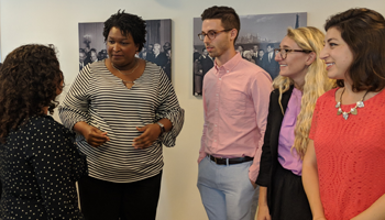 LBJ Alumna Stacey Abrams speaks with 2018 LBJ DC Fellows