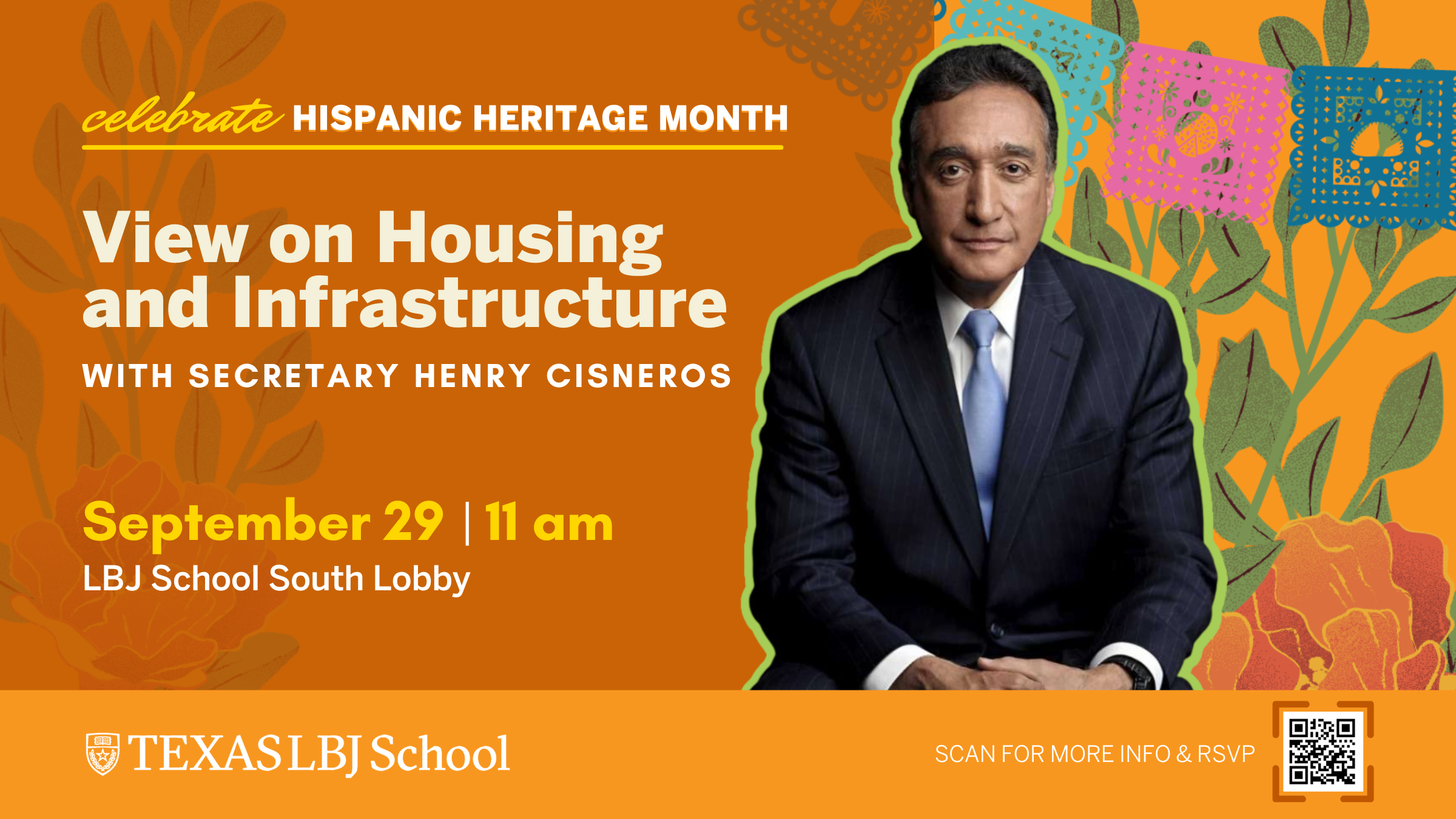 Henry Cisneros Event Banner for Hispanic Heritage Month