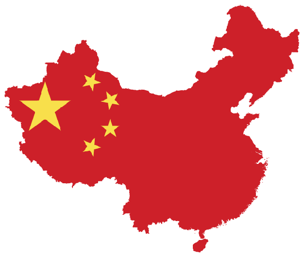 Map of China with flag overlay