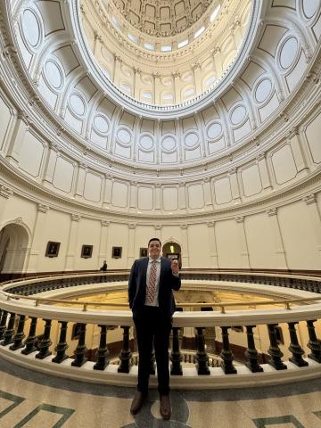 LBJ alumni, Steven Santoyo, under dome in Texas Capitol