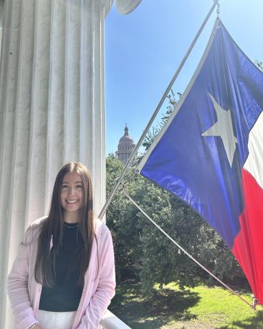Incoming LBJ student, Grace MacLeod, at the Capitol