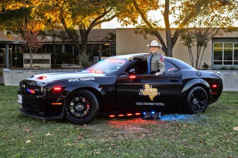 LBJ EMPL Graduate Danielle Thompson with Trooper Car