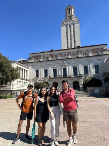 LBJ Graduate Sirin Mubarak in Austin with LBJ friends at Tower