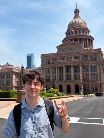 Incoming LBJ Master of Global Policy Studies and DC student Eli Craddock at Texas Capitol