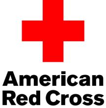 Red cross on white background with the words "American red cross"