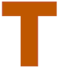 The letter T burnt orange