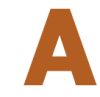 The letter A in burnt orange