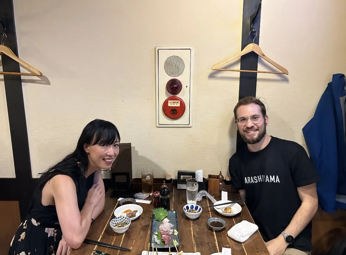 Zander Mintz enjoying a meal in Japan.