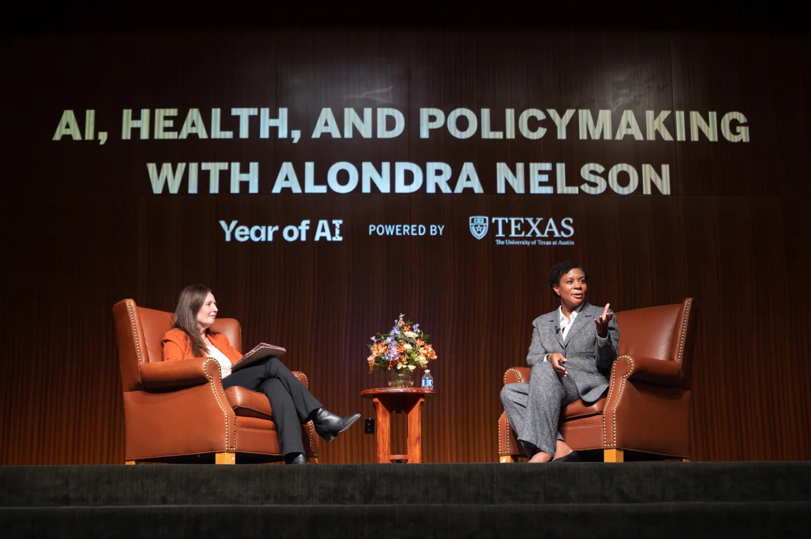 Dean Lucchinetti and Dr. Alondra Nelson during their fireside chat.