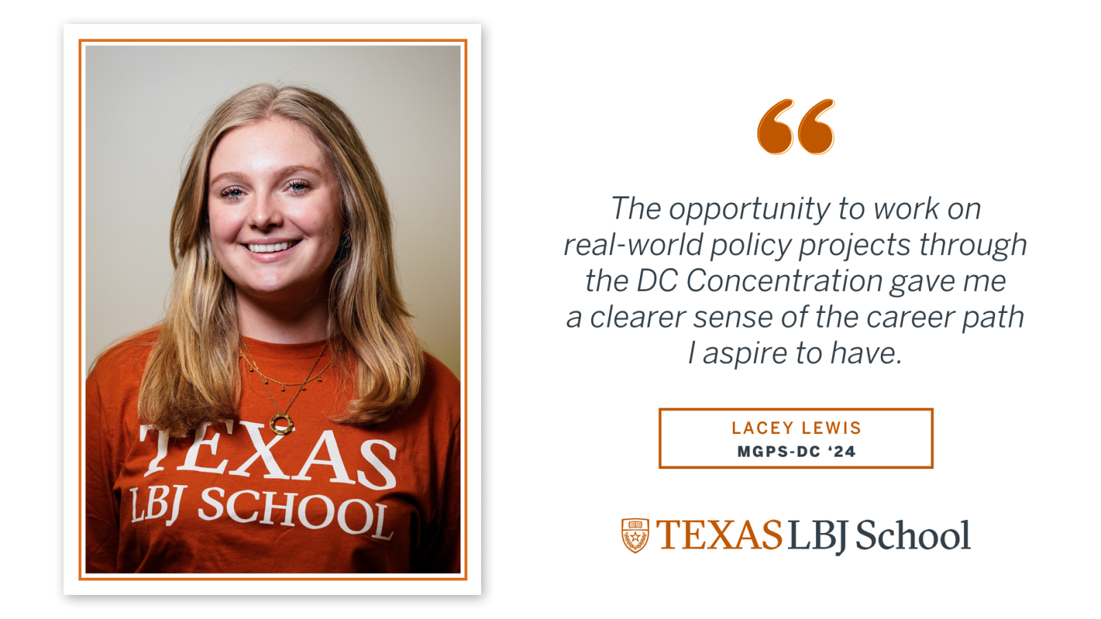 LBJ School DC Concentration graduate Lacey Lewis (MGPS '24)