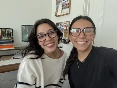 LBJ student, Valerie Ferguson, with fellow LBJ student