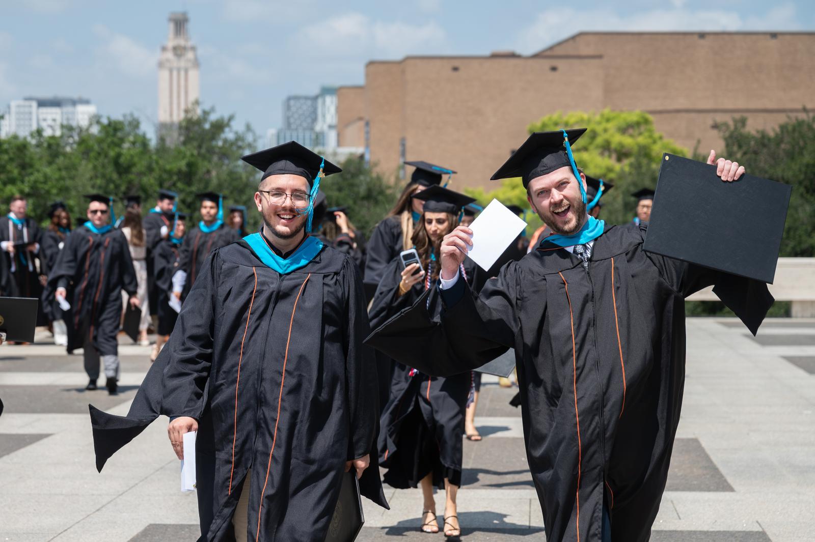 LBJ grads walking to plaza