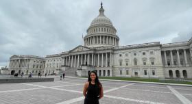 Mauliola Harley Gonzales in front of the Capitol building in Washington DC