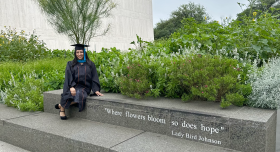LBJ School, Fernanda Cáceres on graduation day in May 2023