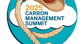 Cowboy Hat on text bubble that reads "2025 Carbon Management Summit "