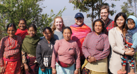 LBJ student Leah Havens (MGPS '18) in Nepal, where she was part of a group doing research on post-earthquake reconstruction