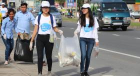 Two students participate in a President's Award-winning research project on waste management challenges in Phnom Penh, Cambodia.
