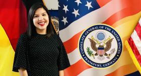 LBJ MGPS student Elisa Santana at her summer 2019 internship at the U.S. Consulate in Frankfurt, Germany