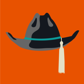 Orange graduation cowboy hat