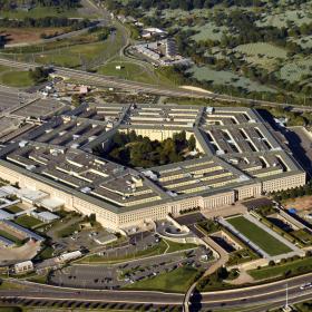 An aerial view of the Pentagon building