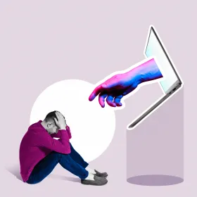 image of man and computer