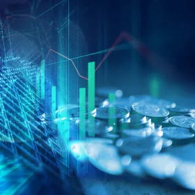 image of computer graphics and coins